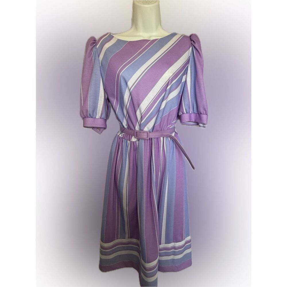 American Vintage Lady Carol of New York Pastel Purple Striped Dress Women’s S